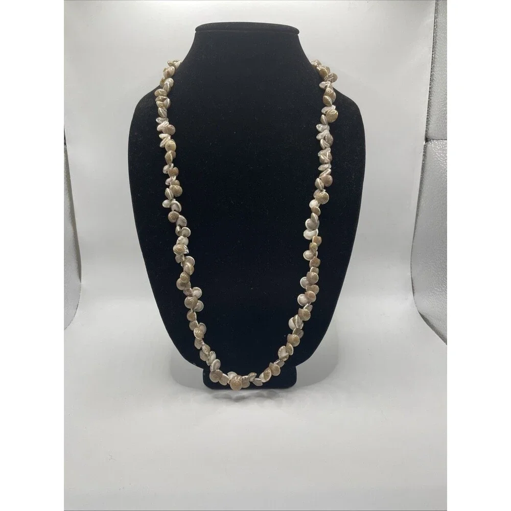 VTG 60’s Mini Brown White Shell Necklace 30”